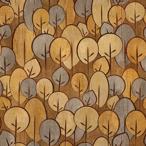 ReWallpaper Papier Adhesif pour Meuble Motif Feuille Papier Peint Adhesif Enfant Marron Rouleau Adhesif Decoratif Bois Stickers Vintage Meuble pour Mur Armoire Plafonds Porte 44.5CM×3M