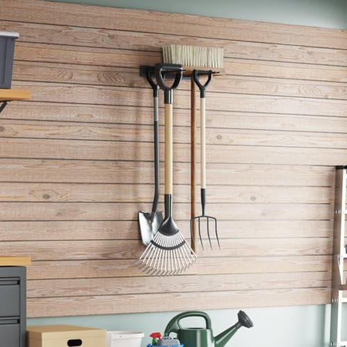 Juroupi Garden Tool Storage Rack Wall Mounted Black Steel,Garden Shed,Shed and Outdoor Storage,Storage Shed,Tool Shed Storage Outdoor-4019131