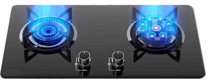 Cuisinière À Gaz À 2 Brûleurs, Support De Casserole En Cuivre Moulé En Verre Trempé Noir, Cuisinière Convertible À Gaz NG/GPL, Table De Cuisson À Gaz Avec Protection Contre L'extinction, 4,5 KW/4,0 KW