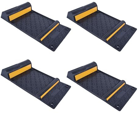 ZincOrange 4er-Set Parkleitmatten, 28cm x 53cm, Haltbare Selbstklebende rutschfeste Radstopper, Parkhilfe-Zubehör für Garage Fahrzeuge