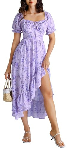 SCARLET DARKNESS Womens Summer Casual Maxi Dress UK Wedding Guest Milkmaid Long Dress Cocktail Party Beach Sundress for Ladies