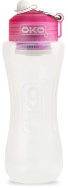 OKO Gourde filtrante ÖKO rose 1 litre pour rendre saine l'eau non potable et ôter virus, pesticides, bactéries, protozoaires, chlore, herbicides, PFAS, plomb, fluor, micro plastiques…
