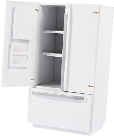 Abaodam Refrigerador casa de muñecas Toys frigorifico heladera frigirificos frigorífico congelador Auto decoración de Muebles de Mini-casa refrigerador en Miniatura Madera
