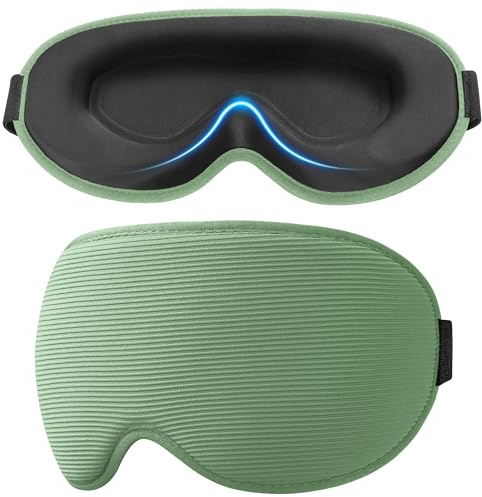 Gritin Schlafmaske für Seitenschläfer, Upgrade 3D Augenhöhlen Schlafbrille | Verstellbarem Gummiband, Lichtblockierend & Atmungsaktiv, Augenmaske für Männer & Frauen - Cyan