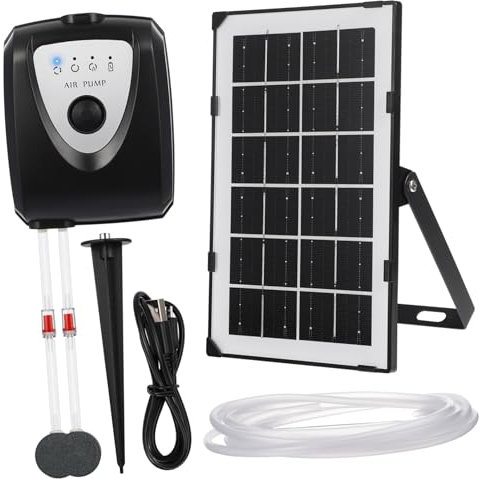 ibasenice Bomba De Oxígeno Solar Para Peceras y Estanques De Jardín Función De Aireación Para Exteriores o Interiores