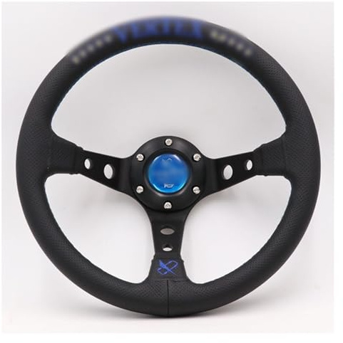 Volante da Corsa Ruote dello sterzo sportivo della deriva del ricamo di cuoio genuino da 13 pollici / 320mm(Blue)