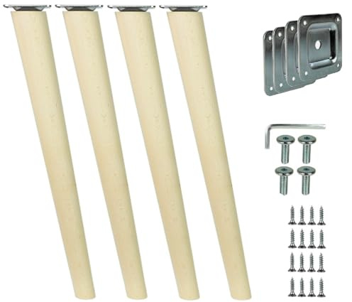 WAMAK 4 gambe in legno massiccio – piedini per mobili conici o dritti, ideali come gambe per mobili, tavoli, scaffali e letti, divani – stabilità e design elegante (inclinato 35 cm)