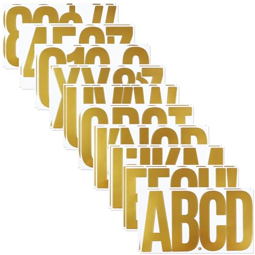 20 Sheets 6 Inch Gold Letter Number Stickers, Adhesive Capital Alphabet Sticker for Mailbox,Outdoor,House Address Number,Shcool and Office