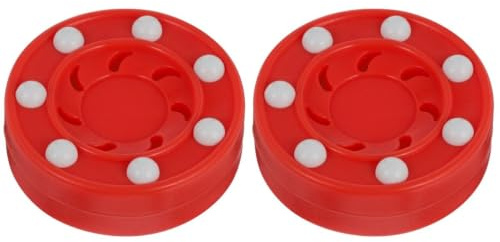Ibasenice 2 Stück Street Hockey Puck, PP Rollhockey Puck 7,5 cm Rot | Straßenhockey Zubehör, Hockey Trainingspuck, Asphalt Puck, Indoor Outdoor Nutzung, verschleißfestes PP, Kinder und Erwachsene