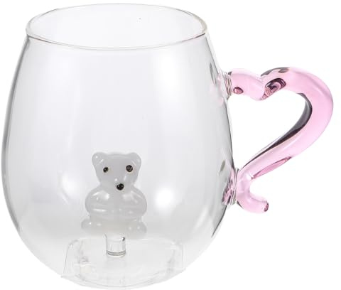 ADOCARN Taza de oso polar: figura de animal 3D oculta en su interior, taza transparente con asa en forma de corazón, 400 ml (14 oz), bonita decoración navideña para cumpleaños, café, fiestas,