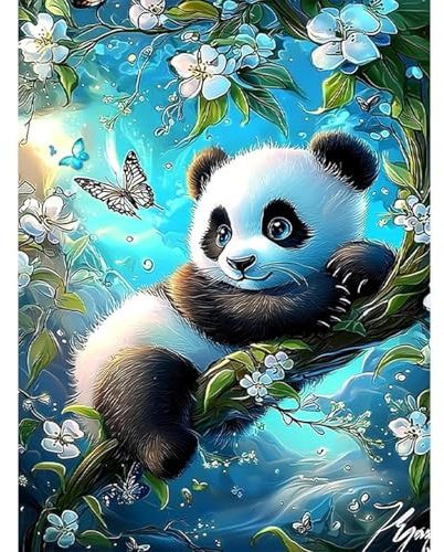 RICUVED 5D Diamond Painting Panda Diamant Painting Bilder Tiere Diamond Art Erwachsene Full DIY Diamant Kunst Malerei Stickerei Set Kreuzstich 30x40 cm