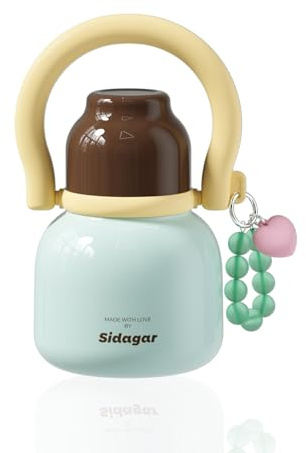 Sidagar 22 oz Water Bottle with Straw and Bowl, Wide Mouth Insulated Stainless Steel Tumbler;24H Ice Cold Leak-Proof Cup for Women Picnic & Hiking; Heart Bracelet Charm, Ideal Gift Choice, Gem Blue