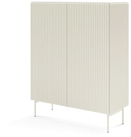 FURNLUX Muti Sideboard, Beige, MDF & Chipboard, 99 x 40 x 123 cm, 2 Doors with 6 Shelves, Modern Design, Living Room Furniture