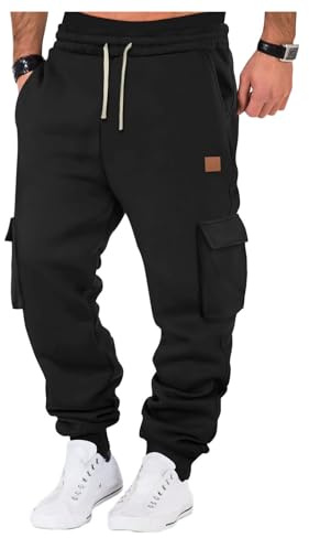 Pantaloni Tuta Uomo Elasticizzati Invernali Felpati in Pile Joggers Larghi Sportivi Lavoro Cargo Pantaloni con Tasche Tuta Ginnastica Sportswear