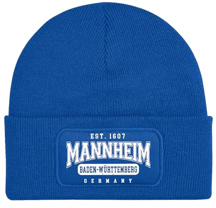 UGLYSHIRT College City Mannheim Mütze | Strickmütze – Fußball Fan Szene Kurpfalz Unisex Wintermütze | Patch Beanie