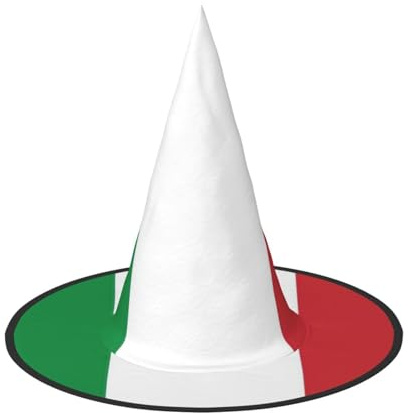 VCzsdff Italy Flag Printing Cosplay Oxford Cloth Halloween Hat For Halloween Parties, Lightweight 13 Inches Tall Witch Cap