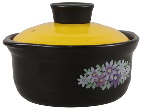 Ipetboom Olla de Estofado Casera 1,3l Cazuela de Barro Multicolor Resistente al Calor Asas Dobles para Cocina Doméstica y Restaurante Utensilios de Cocina de Barro