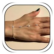KummerSaprk Hand Chain Evil Eye Bracelet Rosary Bracelet Delicate Gold Tone Hand Chain with Ring Bracelets Evil Eye Jewellery Gift for Women
