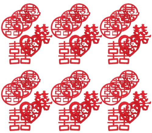 Beaupretty Confeti para Bodas Chinas 120 Piezas Pequeño 5 Cm Mezcla Carácter Xi Decoración Dispersa para Fiesta Mesa Suministros de Evento Hogar Varios estilos