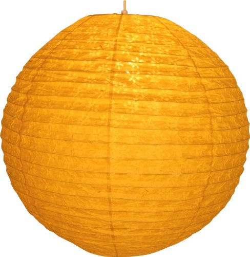 Runder Lokta Papierlampenschirm, Hängelampe Coronada - Ø 50 cm gelb/Asiatische Lampenschirme aus Papier & Stoff