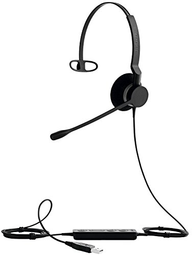 Jabra Biz 2300 USB-A UC On-Ear Mono Headset - Unified Communications Certified Noise-cancelling and Corded Headphone with Call Control Unit for Deskphones and Softphones