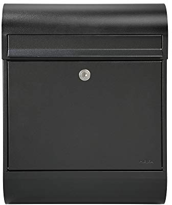 MEFA Briefkasten Ruby 866 mit Zeitungsrolle (Farbe schwarz RAL 9005, Postkasten mit Sicherheitsschloss, 450 x 350 x 150 mm) 866110DE