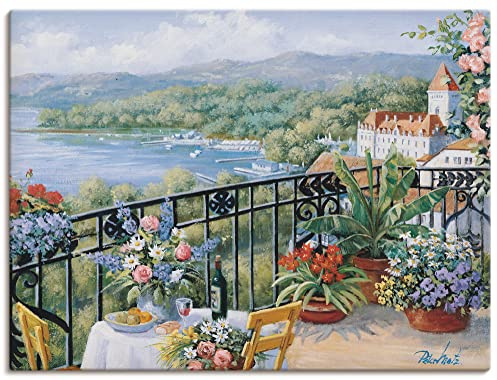 ARTLAND Wanddeko Leinwand Bilder Wandbild Landschaften Garten Malerei Grün Unvergessliche Aussicht B0TL