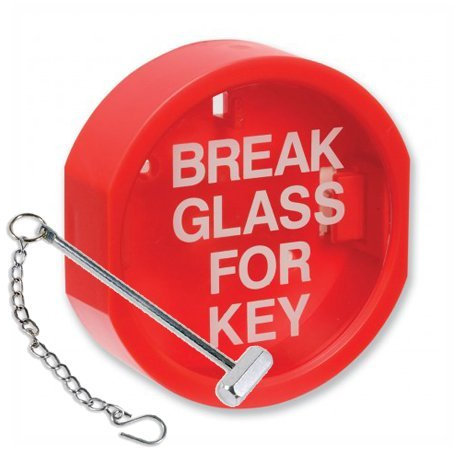 Break Glass Plastic Fronted Emergency Fire Alarm Key Box + Hammer and Chain