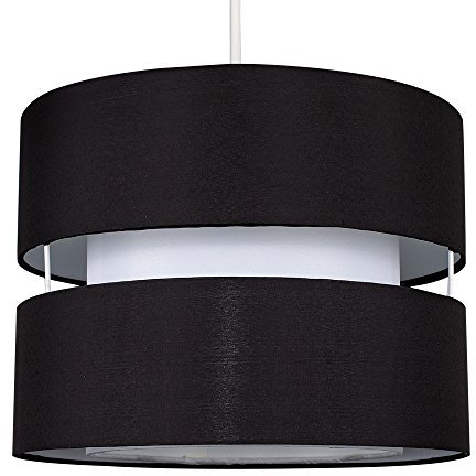 MiniSun | Modern 2 Tier Ceiling Light Shade in a Black Finish | Pendant Lights, Home Décor & Improvement Essential | 260mm Shade Width