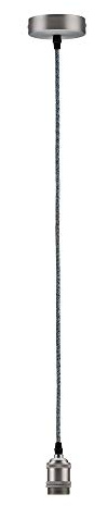 Paulmann 50322 Pendelfassung Vintage-Pendel max. 60W E27-Fassung und Stoffkabel Deckenleuchte Grau/Nickel Kabel gebürstet ohne Leuchtmittel