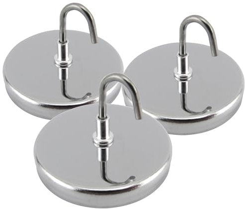 Master Magnetics mhhh20 X 3 magnetischen Haken mit praktischer Haken chrom, 5,2 cm Durchmesser, 3,2 cm Gesamthöhe, 20 Pfund, Silber (3 Stück)