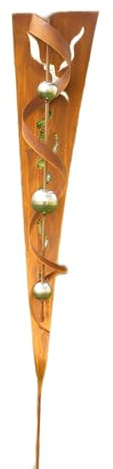 Gartendekoshop24 Figuren Stab Edelrost Metall Stecker mit Glanz Edelstahlkugeln Outdoor Garten Wetterfest Stabil