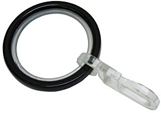 Gardinia Gardinenringe für Gardinenstangen mit 20 mm Durchmesser, Inklusive Gleiteinlage und Faltenlegehaken, 10 Stück, Serie Chicago, Breite 4 mm, Metall, Schwarz, ø 27,5 mm, außen ø 34 mm, Breite 4 mm, 31035