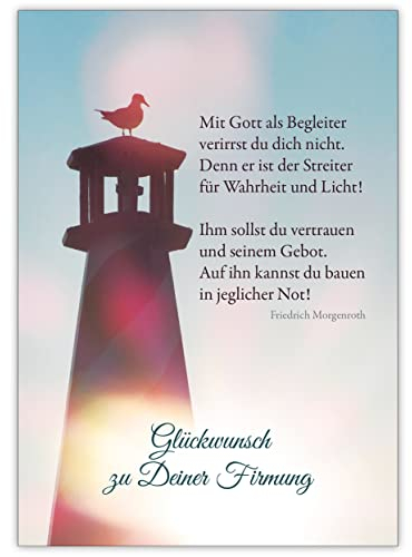 Kartenkaufrausch Im 5er Set: Mit Gott als Begleiter. - schöne, moderne Glückwunschkarte zur Firmung mit Morgenstern Zitat