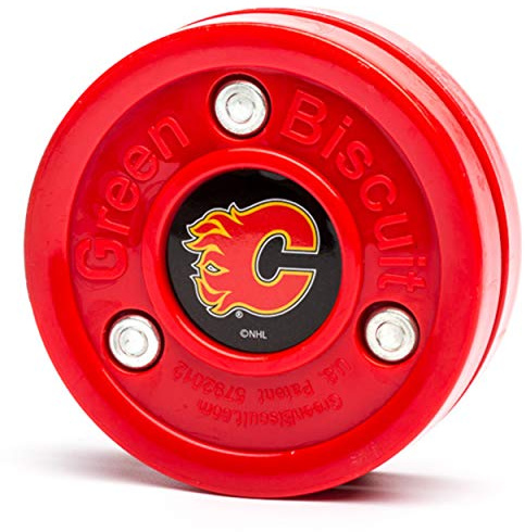 Green Biscuit NHL Teams Original Passing/Hantering Training Puck (Calgary Flames) - Off-Ice/Street Hockey Puck