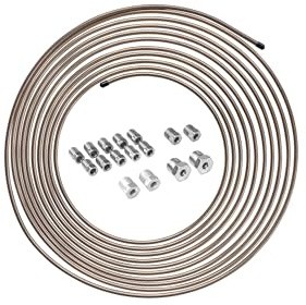4LifetimeLines 3/16 x 25 ft Copper-Nickel Brake Line Replacement Kit – Inverted Flare Fittings Included, Hand-Bendable Tubing Coil, Corrosion Resistant, SAE & ISO Certified