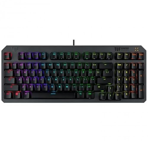 ASUS TUF Gaming K3 Gen II optiskt-mekaniskt RGB-tangentbord, IP57 vattentätt och dammmotstånd, kompakt 97-knappars layout, silikonpackningsfäste