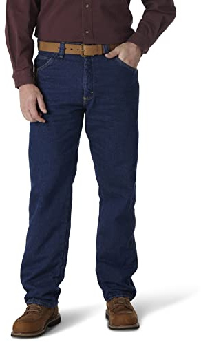 Wrangler Riggs - Jeans da Lavoro da Uomo, Foderati in Pile, vestibilità Comoda - Marrone - 31W x 30L