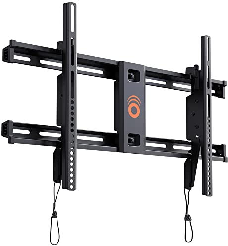 ECHOGEAR Low Profile Fixed TV Wall Mount for TVs Up to 85 - Holds Your TV Only 2.25 from The Wall - Fast Install With Template & You Can Level After Mounting - Pull Strings for Easy Cable Access