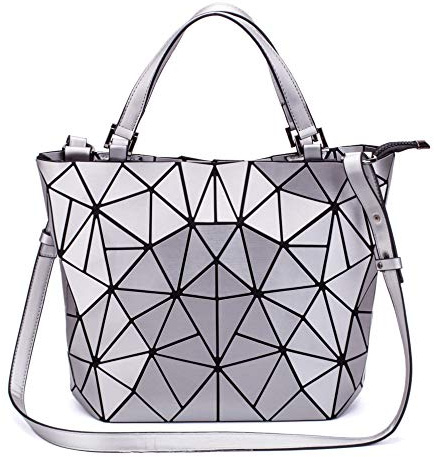 Geometrische leuchtende Geldbörsen und Handtaschen für Frauen, holografisch, reflektierend, Umhängetasche, Regenbogen-Tragetasche, Schwarz (Silber), Einheitsgröße