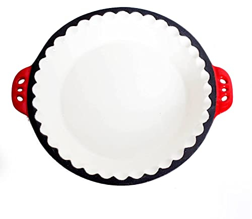Lehman's Extra tiefe Kuchenform, emailliertes Gusseisen, Backgeschirr mit gekräuselten Kanten und Griffen, 26 cm