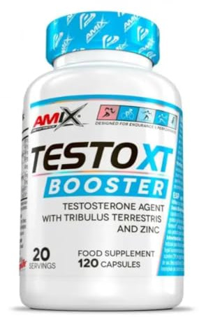 AMIX - Suplemento Alimenticio - TestoXT Booster en 120 Cápsulas - Ayuda a Promover el Aumento de los Niveles de Testosterona - Aumento de Fuerza y Masa Muscular - Suplemento Deportivo Natural