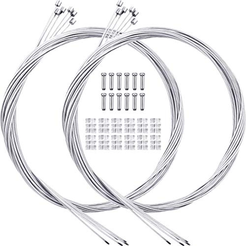 12 Pieces Bike Shifter Gear Cables with End Caps End Ferrules Vertical Cylinder Head Bike Brake Line Bicycle Shifter Line for Mountain and Road