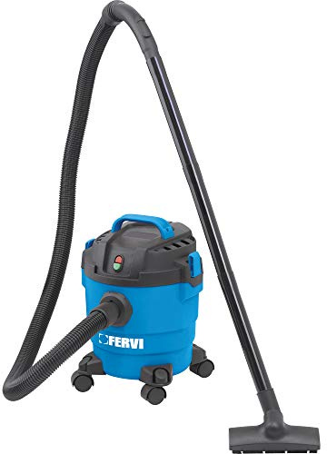 Fervi Nass- Trockensauger (Farbe Blau, Fassungsvermögen 10 L, mit ABS Behälter, Blasfunktion, inkl. Zubehör, Flüssigkeitssauger) F-A024/10