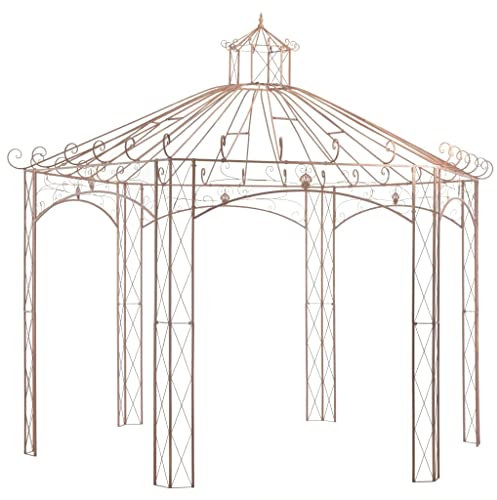 vidaXL Giardino Padiglione Esterno Patio Balcone Terrazza Cortile Portico Rosa Scalatore Pianta Ombra Riparo Gazebo Arco Marrone Antico 13,1 '