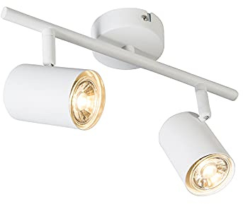 Qazqa - Modern Spotlight Ceiling White incl. WiFi GU10 Light Source Adjustable - Jeana 2- - Modern - LED GU10 | 2 Way Light - Steel Surface-Mounted spotway Light - Suitable for Living Room I Kitchen