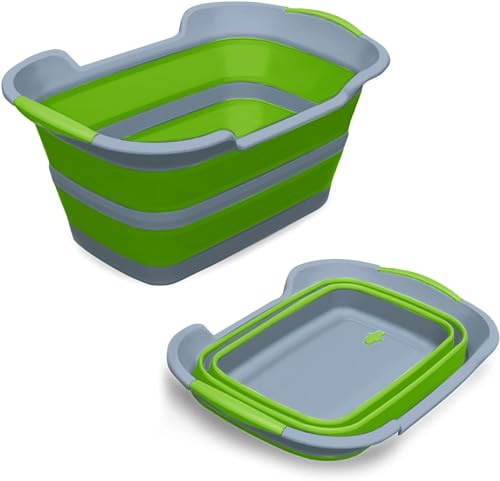 ddLUCK 26L Faltbare Hundebadewanne mit Abfluss, Tragbare Outdoor Hundewanne | Grün, Silikon, Multifunktionale Hunde Haustier Badewanne zum Baden, Wäschewanne für Kleine Haustiere, Welpen, Katzen & Kinder
