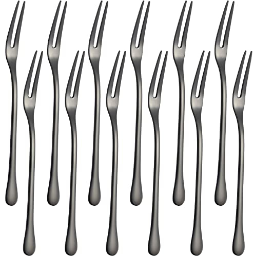 Mini-Obstgabeln aus Edelstahl, Set mit 12 Dessertgabeln, Salatgabeln, Probierbesteck (12 Stück)