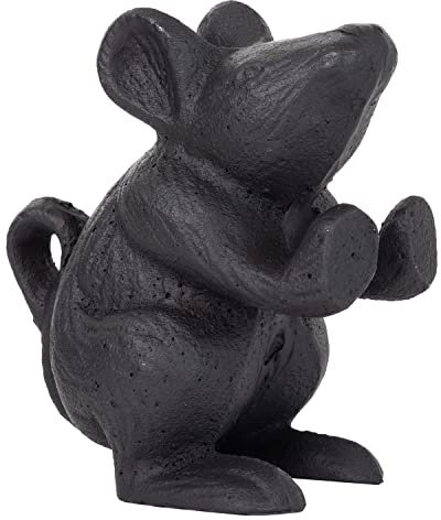 Woodside Black Heavy Duty Cast Iron Antique Mouse Decorative Door Stop/Wedge, Indoor Outdoor Home Decoration Accessory