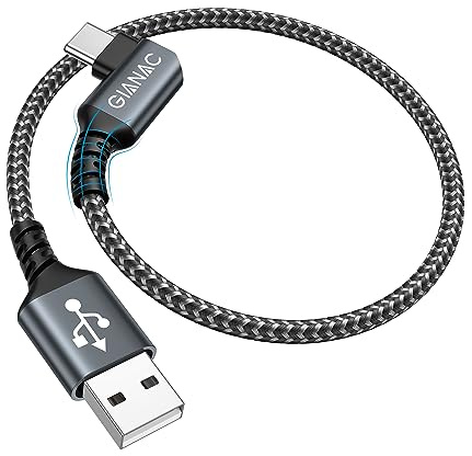 Cable USB C Carga Rapida [30CM] 90 Grados Cable USB C Corto Cargador Tipo C | 3.1A Cable Carga Rapida Tipo C y Sincronización para iPhone 17/16/15Pro,Galaxy S20/S10/S9, Huawei P40/P30/P20, Redmi